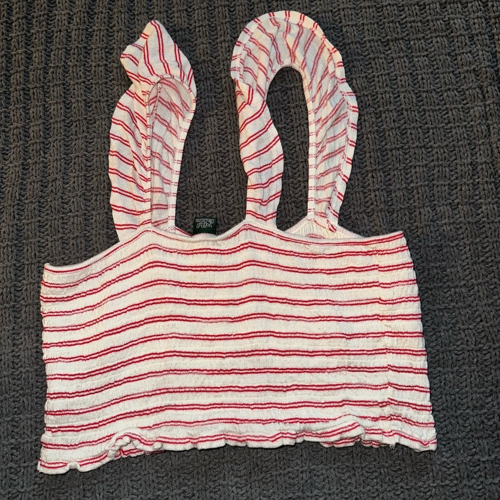 White and Red Crop Tank Top